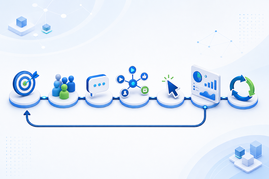 Recorrido de una estrategia de marketing digital Recorrido estratégico desde el objetivo hasta la medición y mejora del marketing digital