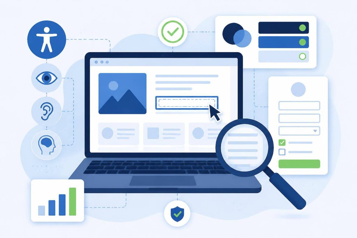 Qué revisar primero en accesibilidad web Esquema visual de una revisión de accesibilidad en un sitio web