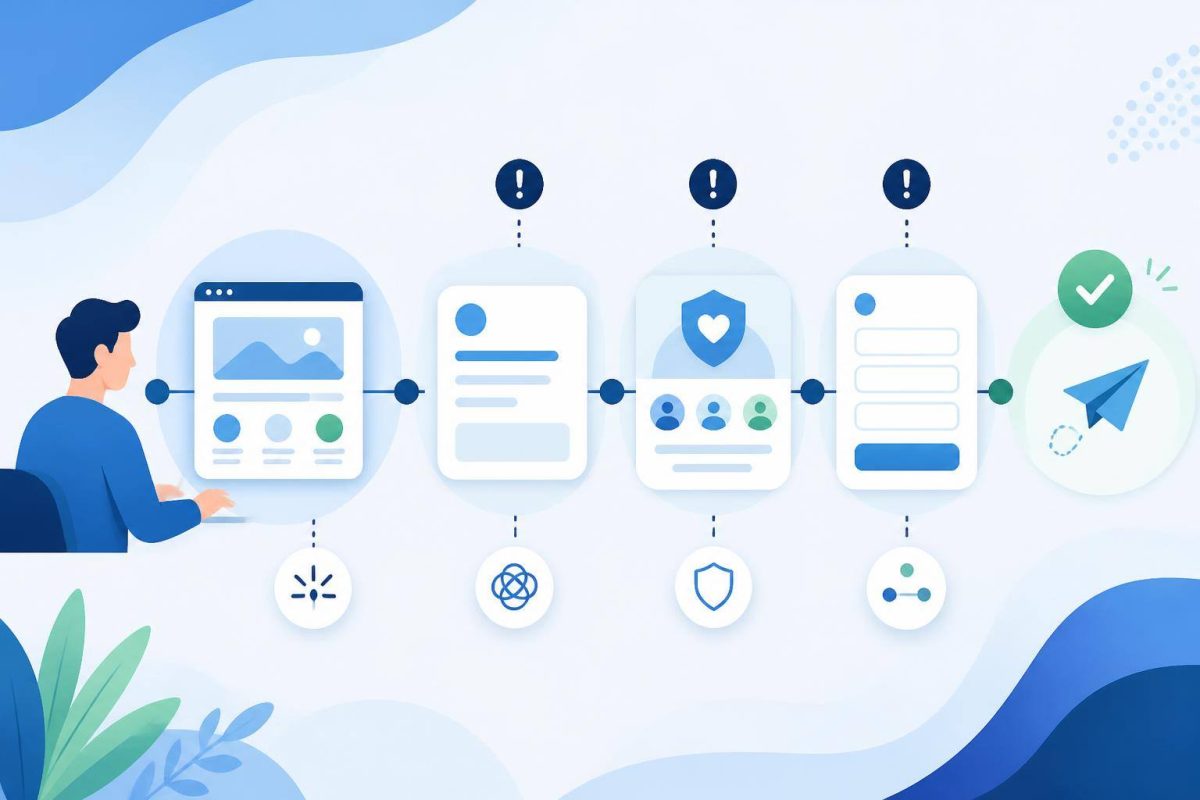 Puntos donde puede perderse una consulta web Diagrama del recorrido desde la visita a un sitio web hasta el envío de una consulta