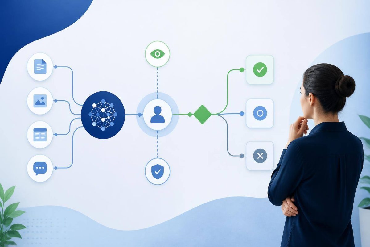 Ordenar los usos de inteligencia artificial Diagrama de decisión que conecta usos de IA, controles humanos y transparencia