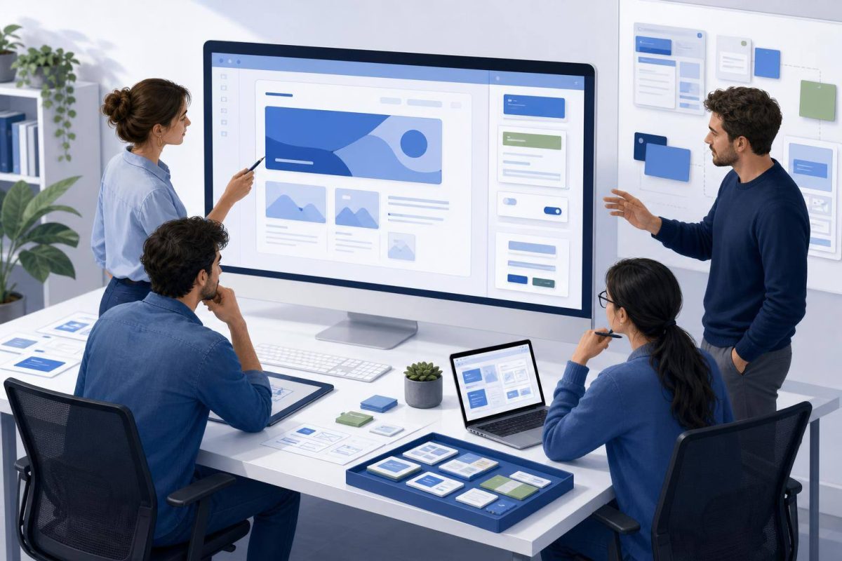 Equipo planificando el rediseño ordenado de un sitio web