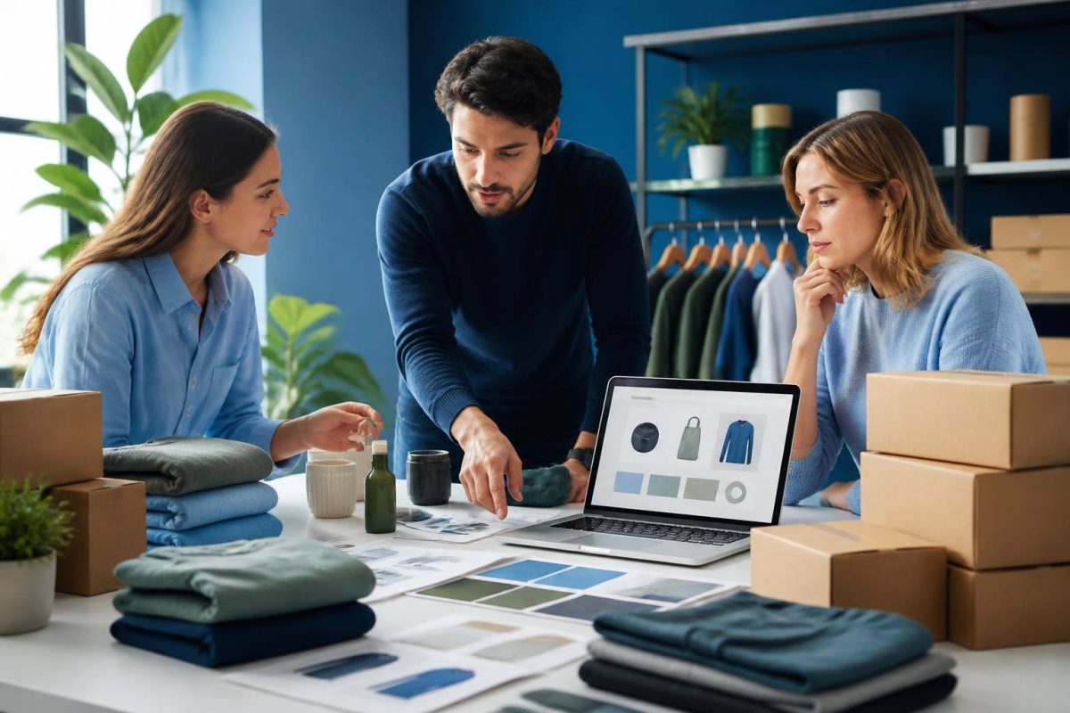 Equipo organizando el recorrido de compra y las tareas de una tienda online