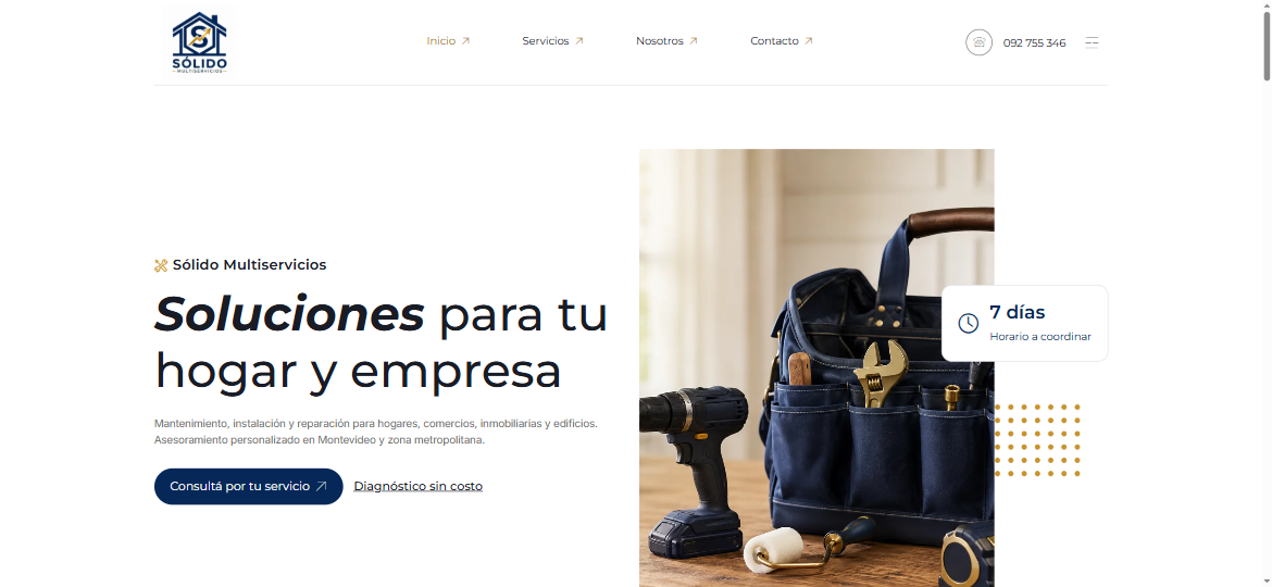 Vista del proyecto Sólido Multiservicios